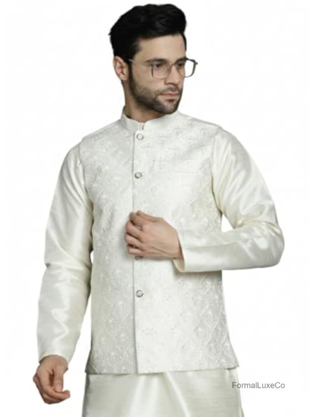 Men's Nehru Jacket Embroidered Waistcoat Wedding Vest Modi Bandhgala